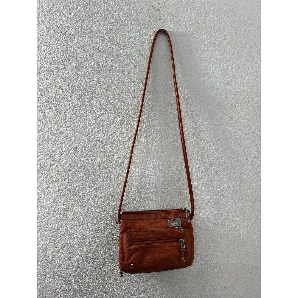 TIGNANELLO Orange Pebbled Leather Crossbody Shoulder Organizer